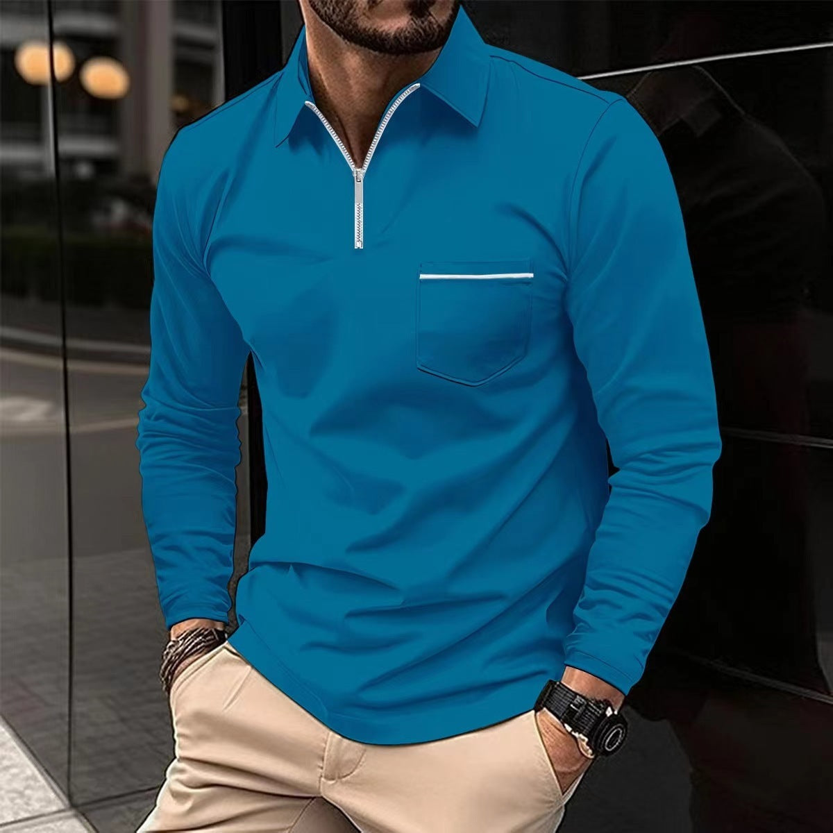 Men's Long Sleeved Sports Polo Shirt