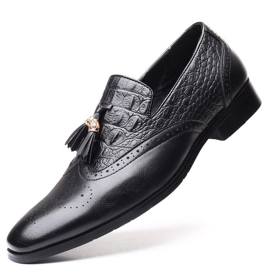 Fashionable Captain Jack Men's Lace-up Stitched Black Leather Shoes