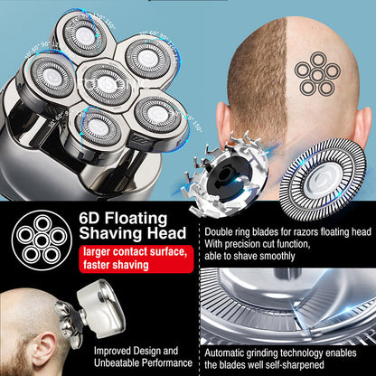 Six-blade Electric Shaver, Bald Hair Clipper, Charging Five In One