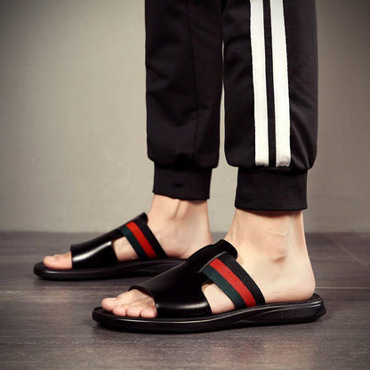 Men's Slippers Wear Summer Beach Outdoor Deodorant Soft Leather Sandals