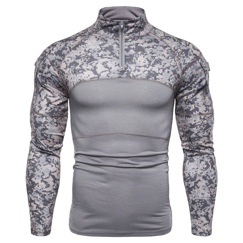 Men's Camouflage Long Sleeve Zipper Pocket T-Shirt