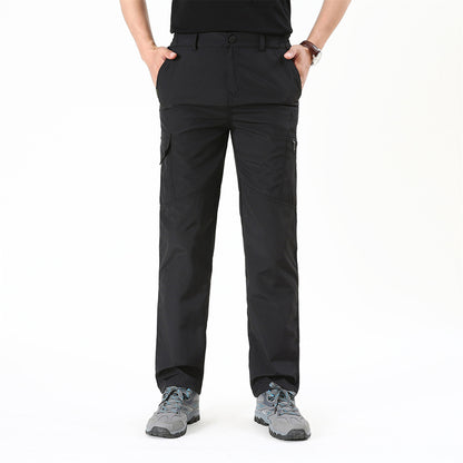 All Seasons Men Cargo Pants Solid Outdoor Casual Elastic Pants