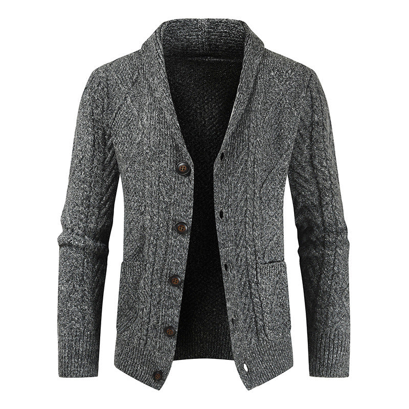 Men's Fashion Knitted Cardigan V Neck Loose Thick Sweater Jacket