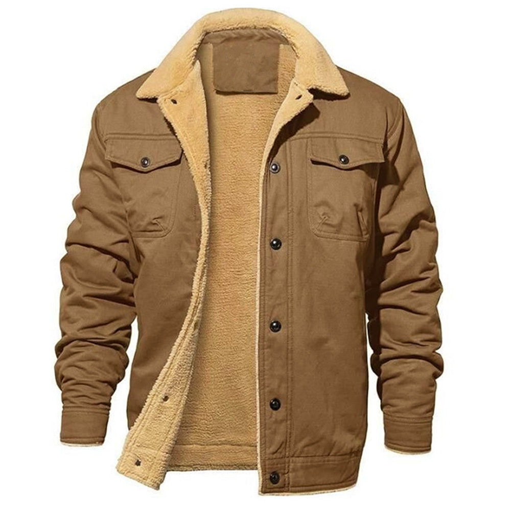 Autumn Winter Fleece Thick Slim Fit Men Warm Jacket