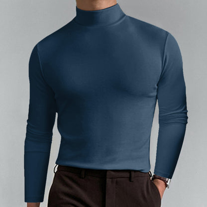 Autumn And Winter High Neck Long Sleeve T-shirt Men's Base Comfortable Solid Color Top