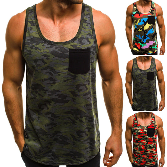 Casual Vest Men's Slim Breathable Camouflage Print Personalized Sleeveless