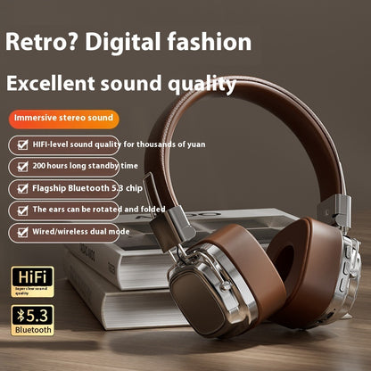 Retro Wireless Bluetooth 5.3 Head-mounted Dynamic Bass Boost Headset