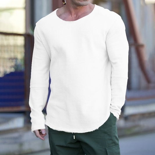 Autumn New Men's Long-sleeved Round Neck War Damage Version Of Casual Loose Hoodie
