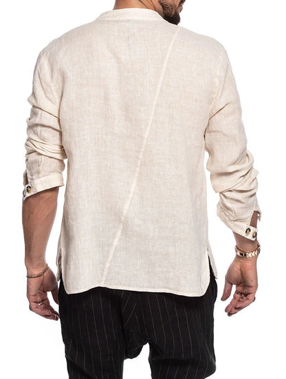 Cotton Linen Men's Long Sleeve Shirt