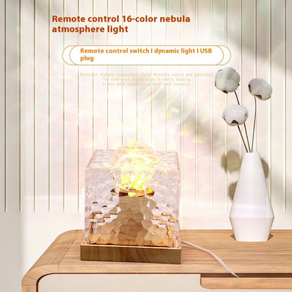 Rotating Water Ripple Small Night Lamp Creative Bedside-use Flame Ambience Light