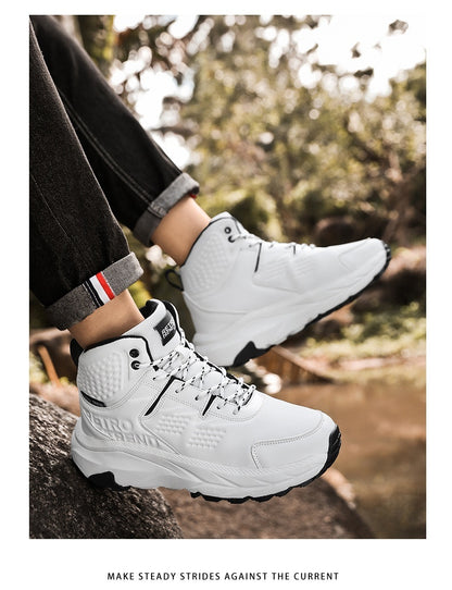 Men's And Women's Casual Couple Leather Surface Sneakers Outdoor Travel Shoes