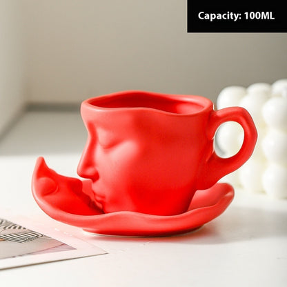 100ml Face Kiss Ceramic Cup with Dish