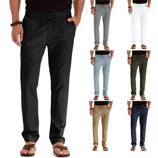 Business Casual Men's Pants Europe And The United States Loose Large Size Elastic Waist With Solid Color Sweatpants Men