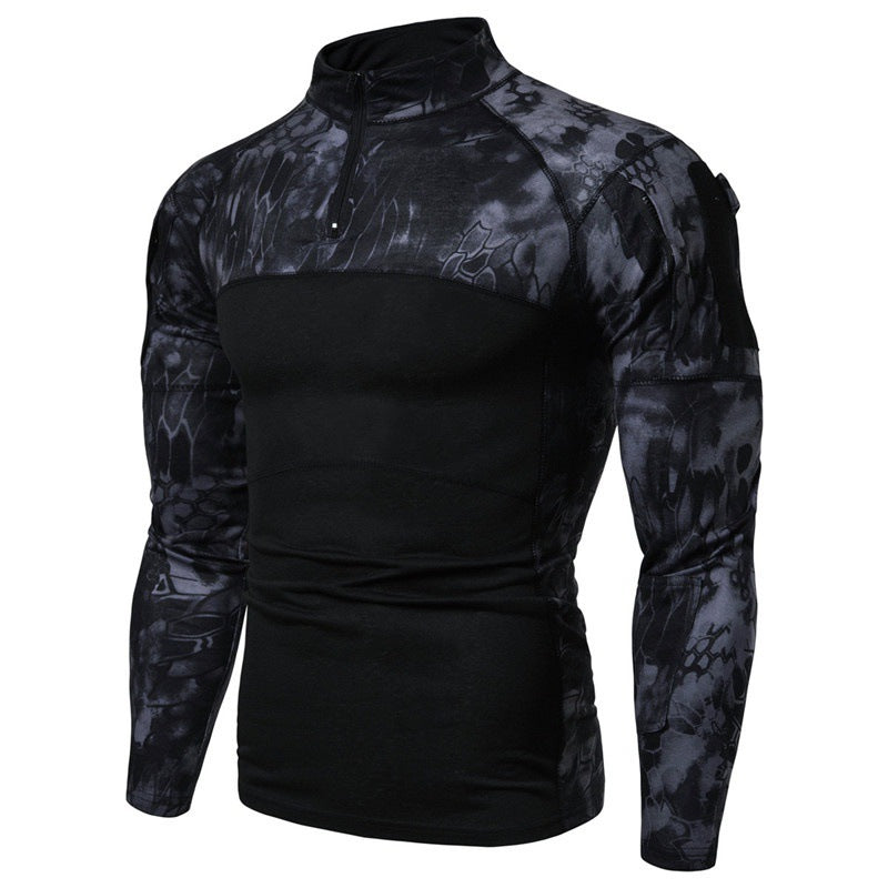 Men's Camouflage Long Sleeve Zipper Pocket T-Shirt