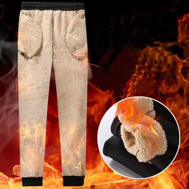 Autumn Winter Pants Men Women Trousers Warm Fleece Drawstring Pants M-5XL