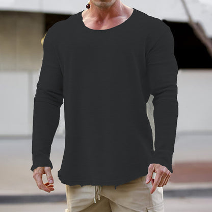 Autumn New Men's Long-sleeved Round Neck War Damage Version Of Casual Loose Hoodie