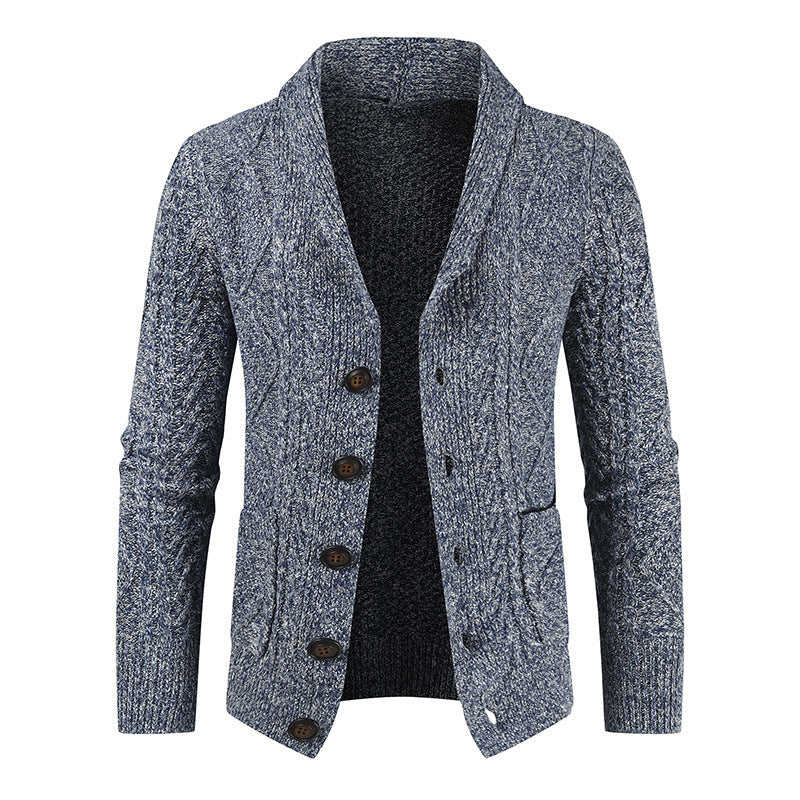 Men's Fashion Knitted Cardigan V Neck Loose Thick Sweater Jacket