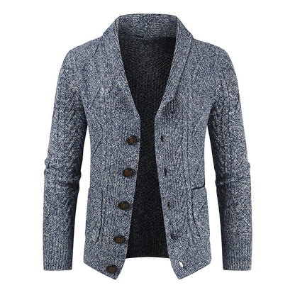 Men's Fashion Knitted Cardigan V Neck Loose Thick Sweater Jacket