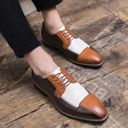 New Spring Men's Korean Style Trendy Leather Color Matching Business Men's Shoes