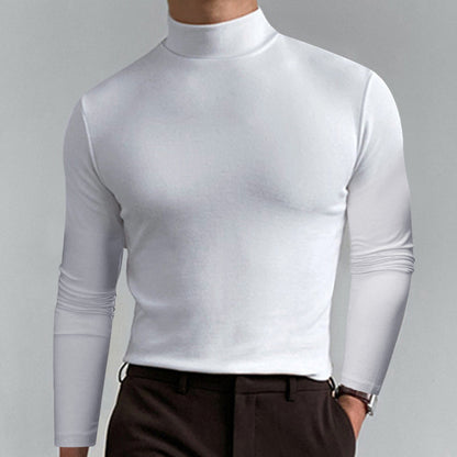 Autumn And Winter High Neck Long Sleeve T-shirt Men's Base Comfortable Solid Color Top