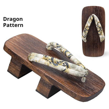 Men's Two-tooth Clogs For Seaside Beach Outdoor Wear Chinese Wind Dragon Pattern Slippers