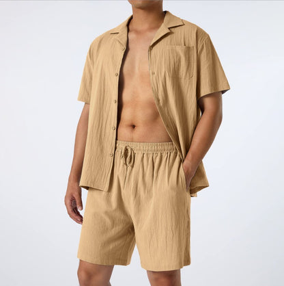 Men's Fashion Loose Casual Men's Shirt Two-Piece Set