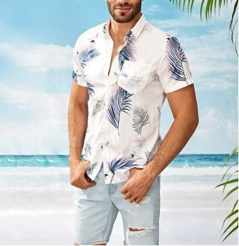 Summer Vacation Beach Short Sleeve Men's Printed Hawaiian Shirt