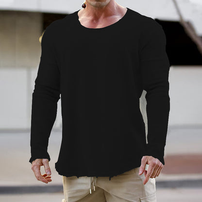 Autumn New Men's Long-sleeved Round Neck War Damage Version Of Casual Loose Hoodie