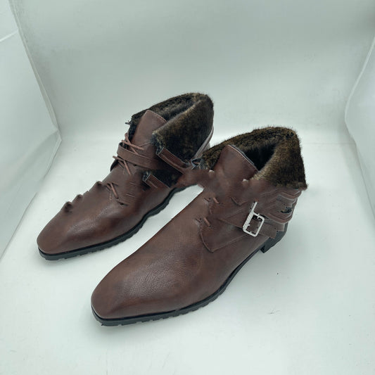 Round Head Front Lace-up Wool Mouth Low-cut British Style Chunky Heel Low Men's Boots