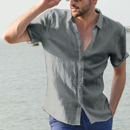 Summer Men's Solid Color Short Sleeve Casual