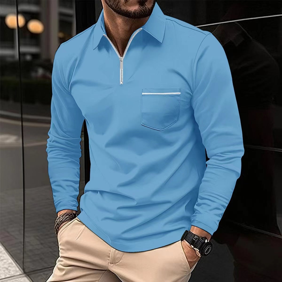 Men's Long Sleeved Sports Polo Shirt