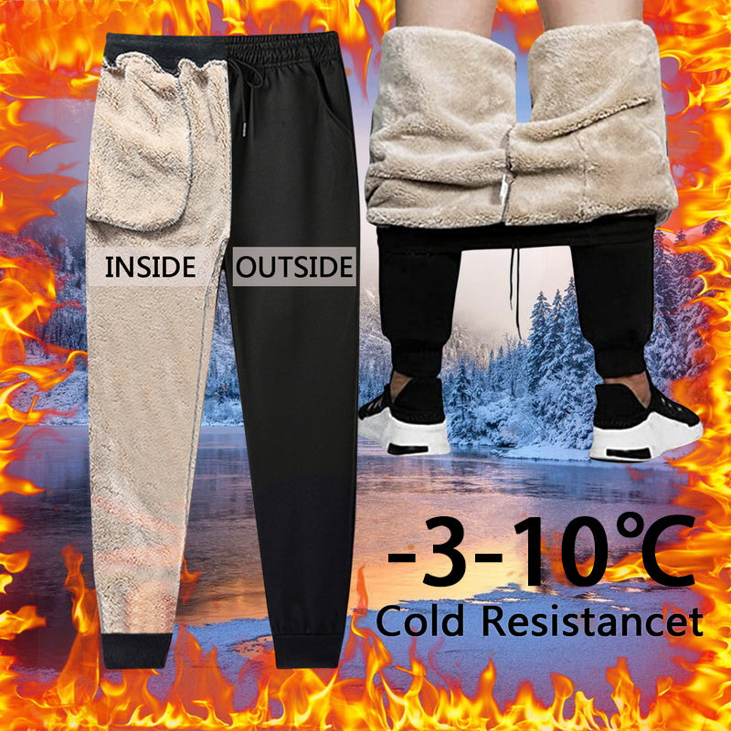 Autumn Winter Pants Men Women Trousers Warm Fleece Drawstring Pants M-5XL