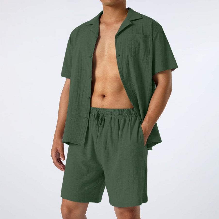 Men's Fashion Loose Casual Men's Shirt Two-Piece Set