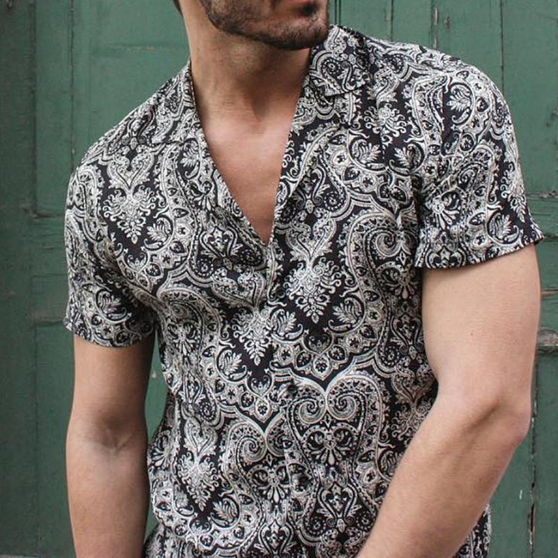 Men's Totem Print Shirt Beach Top