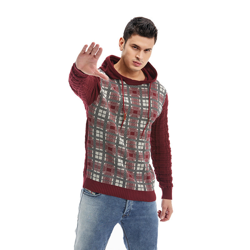 Breathable Outdoor Sports Pullover Plaid US Size Men Hoodies