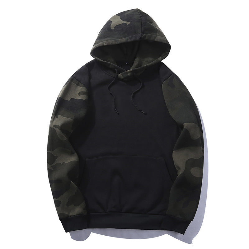 Men's Casual Sweater Camouflage Color Block Hooded Sweater