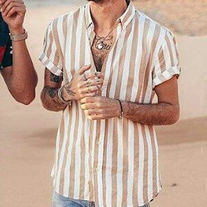 Summer Striped Casual Men's Shirt Short Sleeve Shirt